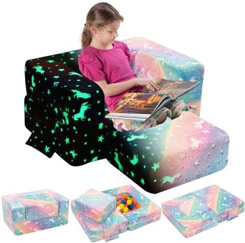 Yosamy Canapé Pliant pour Enfants, Amovible et Lavable, Mini canapé de Jeu pour Chambre d'enfant, Rose, 69 x 49 x 33 cm