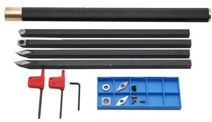 Lfhelper Drechseleisen Set, 4 Drechselmesser Drehmeißel Holzbearbeitungs Drehwerkzeug mit Griffverlängerung, 4-Teiliges Set Drechselzubehör mit Rundkopf, Vierkantkopf, Diamantkopf, Diamant-R-kopf