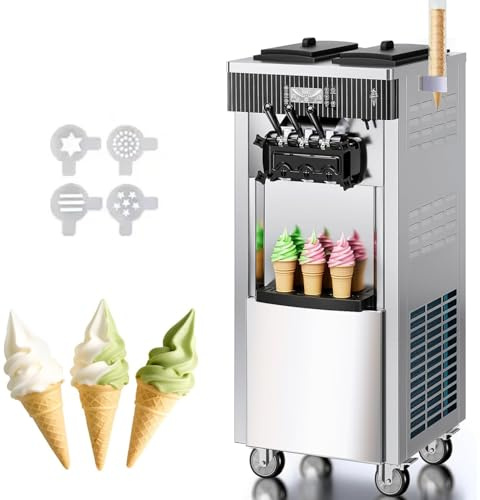 Máquina de helado comercial 20-28L/h 2200W 3 sabores, máquina de helado italiana tolva, panel LED de limpieza automática, refrigeración de noche, para yogur café Snack-Bar