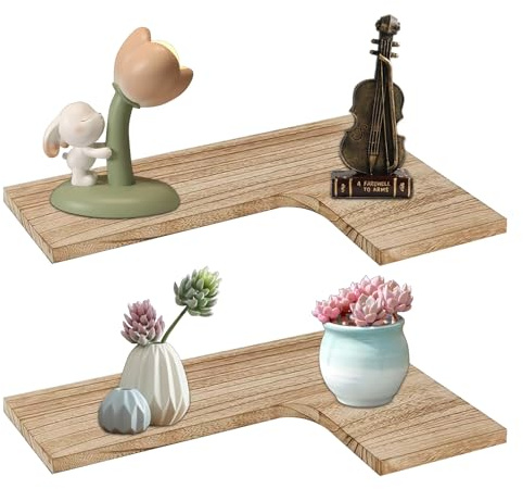 Shuqio Estantería esquinera Flotante, estantería de Madera para Montar en la Pared para salón, Dormitorio, baño, Cocina, estantería esquinera como estantería Colgante de Pared