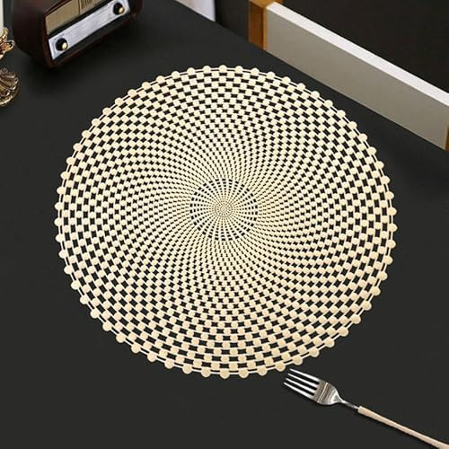 Set da 6 Sottopiatti Rotondi, Dorati, Lavabili e Adatti alla Lavastoviglie, Resistenti al Calore, Antiscivolo, in PVC, per Natale, Matrimoni, Compleanni, Feste e Uso Quotidiano, Ø38 cm