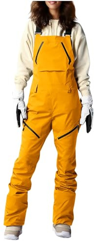 Women Ski Bib Pants Baggy Snowboard Pants Overalls Waterproof Windproof Trousers Sleeveless Thermal Insulation Ski Snowborad Jumpsuit Winter Onepiece Suspender Dungarees Clothing Orange