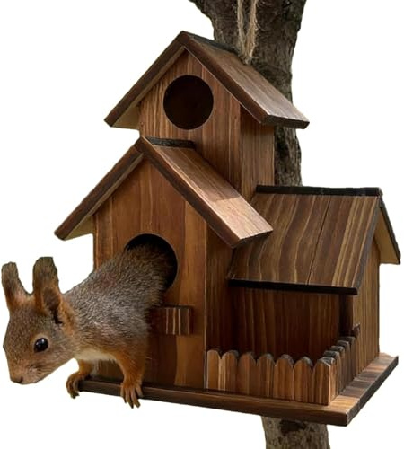 Casas de ardillas al aire libre de madera para tamias | Casa Colgante De Ardillas De Exterior, Patio, Jardín, Terraza, Árbol, Ventana, Pícnic, Casa Ardillas, Hogar Pájaros, Zona