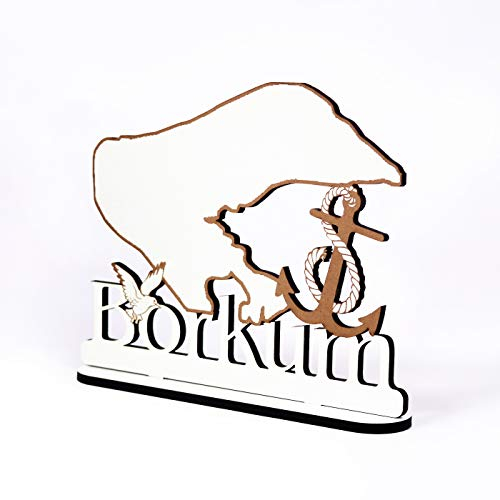 Aufsteller Insel Borkum - Schild zum Hinstellen - Anker Möwe Dekoschild