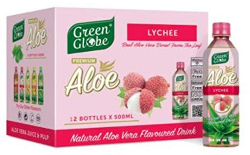 Globe Aloe Vera Juice Drink - Pack of 12, 500 ml Each, Original Flavor for Hair & Skin