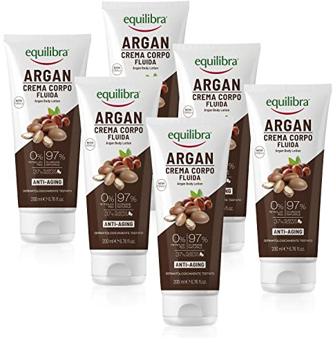 equilibra Argan Crema Fluida Corpo, Confezione da 6 Pezzi (6 x 200 ml)