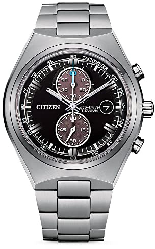 CITIZEN Herren Eco-Drive Solar Armband-Uhr aus Titan mit Titan Band - Chronograph - CA7090-87E