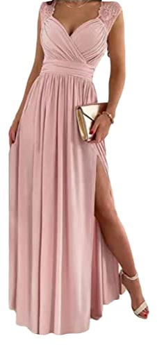 Onsoyours Robe de Soiree Femme Élégant Col V sans Manches Bodycon Moulante Couleur Unie Cocktail Épaule Nue Slim Fit Fête Dress