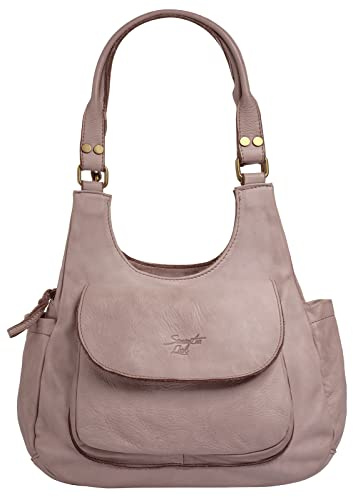 Samantha Look Umhängetasche Echt Leder Damen Made in Italy, Trendige Umhängetasche, Henkeltasche alt-rosa 021685