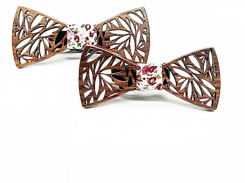 HZQIFEI 2 Pièces Noeud Papillon Bois, Nœud Papillon en Bois pour Enfant Homme pour les Soirées, Fêtes, Mariages, Cérémonies (Style#02)