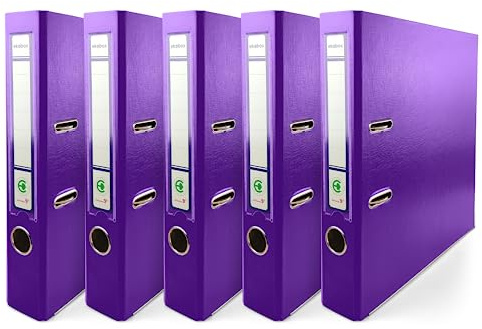 Netuno 5x Ring-Buch lila DIN A4 2-Ring-Mechanik 5cm Ringmappe a4 schmaler Aktenordner a4 schmal Aktenordner dünn Kunststoffordner a4 einfarbig Ordner Dokumente Ringbuch Ordner Schulordner