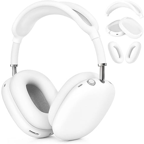 VISOOM Kompatibel mit Airpods Max Hülle, Silikon weiche Stoßfest Schutzhülle für Apple Airpods Max Case Kopfhörer Zubehör(Weiss)