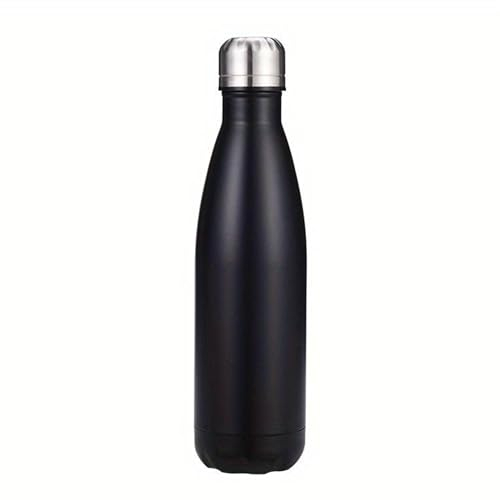 500ml Stainless Steel Vacuum Water Bottle | 17oz Double Insulated Flask | BPA-Free, Leak-proof, Keeps Drinks Hot or Cold for 12 Hours (Black)