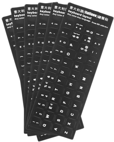 6 pezzi Kit adesivi tastiera per conversione layout in italiano, Keyboard Stickers, Tastiera del Computer Portatile per Qualsiasi Tastiera Standard (nero)