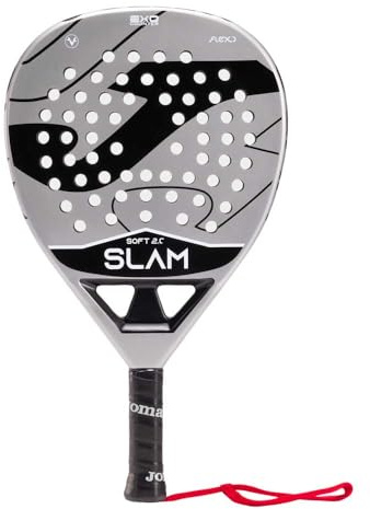 Joma Racchetta da paddle professionale Slam Soft con tecnologia Rotarion e Vibra - out, 350 g - Grigio Nero - Include custodia