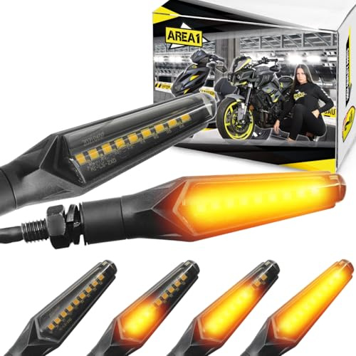 Area1 Set di frecce a LED per moto, omologate, E-geprüft (2 pezzi) M8 con effetto luce di marcia compatibile con (AD109 (freccia))