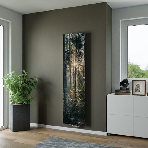 XIMAX Motivheizkörper P1 Plan Print 1800x595 mm | 1088 Watt | Mittenanschluss | Design-Heizkörper mit Wald-Motiv | Hochwertige Wärmeleistung | Moderne Flachheizung für Bad & Wohnräume