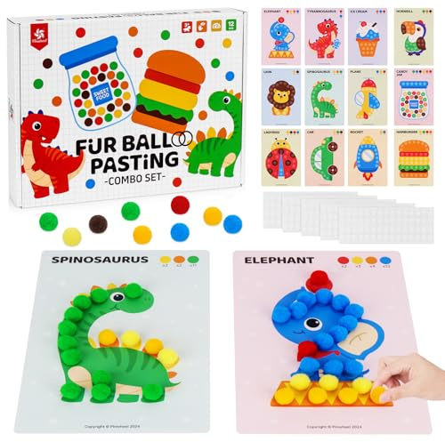 Homgaty Kit Créatif avec 264 Pompons et 12 Cartes à Décorer - Activité Manuelle Sensorielle - Loisir Créatif Apaisant