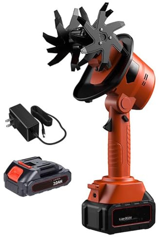 Cordless Mini Tiller Cultivator, 235 RPM Electric Garden Rotavator, with 4 Rows Tines, 128mm Tilling Width,103mm Working Depth, Handheld Soil Weeding Machine, for Gardening