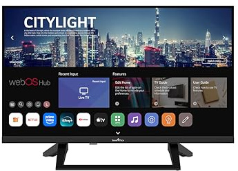 Smart Tech TV LED HD 24' (60 cm) Smart TV Web OS-24HW01V1C- Netflix, Prime Video, Youtube 3xHDMI - 2xUSB -Dolby Audio, Chargeur 12 Volts