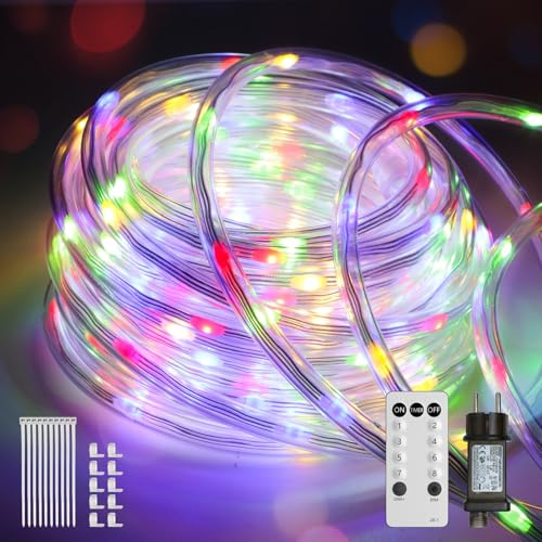 JVURICE lichtschlauch 10M 200 LED Lichterkette Außen Lichtschnur Outdoor IP67 Wasserfest 8 Modi Dimmbar Fernbedienung Timer Warmweiß Lichterschlauch Für Innen Aussen Party Hochzeit Weihnachten