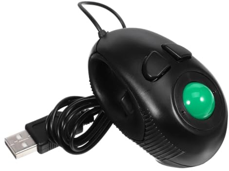 GALPADA Souris 4d Trackball Filaire Noir à 3 Boutons en Plastique Dur | Défilement 4d, Prise en Main Gauche ou Droite, Molette au Pouce, Format Léger pour Bureau et Portable