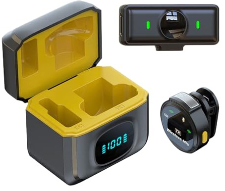 Yonuaret Microfono per Telefono,Microfono A Clip Magnetico Per Registrazione | da Lapel con Cancellazione Rumore e Batteria 12 Ore per Video Live Canto Riprese Camera