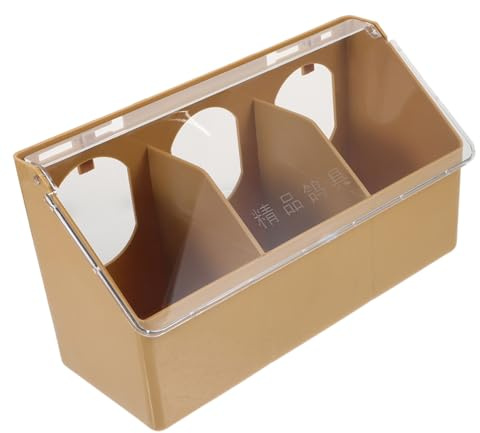 Gatuida Mangeoire Suspendue Multifonction pour Oiseaux en Cage Trois Compartiments en Plastique Marron, Dispositif Distributeur Nourritures et Abreuvoir pour Perruches et Pigeons