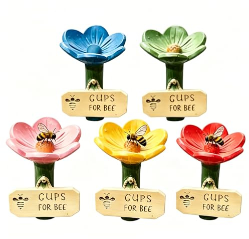 BUERPINKING 5 abbeveratoio per api da giardino, abbeveratoio per insetti, abbeveratoio per api, grande abbeveratoio per insetti per api e farfalle, affascinanti bevitori per insetti, api, insetti