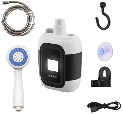 Bomba de Ducha Exterior Recargable - Ducha de Camping Portátil de 2200mAh con Luz LED, Bomba de Agua de Alta Capacidad, Equipo de Viaje Ligero | Senderismo Jardín S