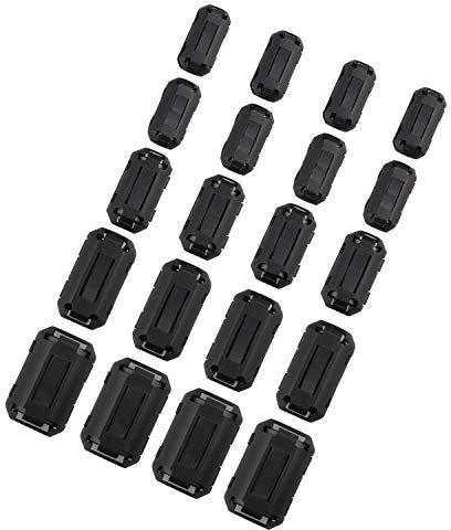 Futheda 20Pcs 3 mm 5 mm 7 mm 9 mm 13 mm Diametro Interno Clip-on ferrite Anello Core Anti-interferenza ad Alta frequenza Filtro RFI EMI soppressore Clip Cavo Nero