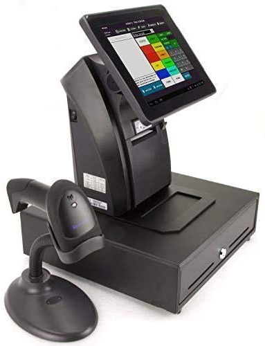 10 All-in-ONE Kassensystem für Einzelhandel, Kiosk, Imbiss, Strassenverkauf, Laden: Touschscreen, Bondrucker, Kundenanzeige, Kassenlade, Barcodescanner. DSFinV-K, TSE-Konform, ohne ABO