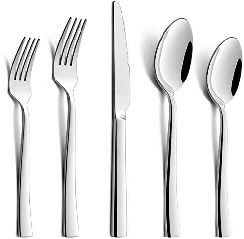 Besteck Set, HaWare 30-teilig Besteckset für 6 Personen mit Messer/Gabel/Löffel, Edelstahl Essbesteck Menübesteck Tafelbesteck Set für Haus/Party/Hotel/Restaurant, Hochglanzpoliert & Spülmaschinenfest