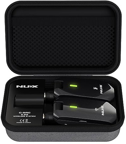 NUX C-5RC 5.8GHz Wireless Guitar System for Active or Passive Pickup Guitar, Charging Case included, UHF Guitar Wireless Transmitter Receiver Low Interference, Auto Match