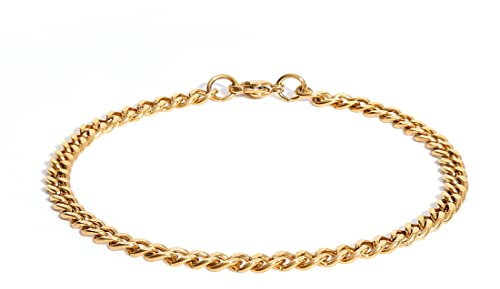 Made by Nami Bracciale Uomo Acciaio Inossidabile Cuban Link 18-22cm Impermeabile Antiallergico Oro Regalo