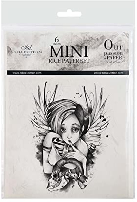 ITD Collection – mini rispapper kreativt set 14,8 x 14,8 cm (6 ark), Decoupage rispapper för scrapbooking och hantverk, flerfärgad (RSM046- HS code 48021000)
