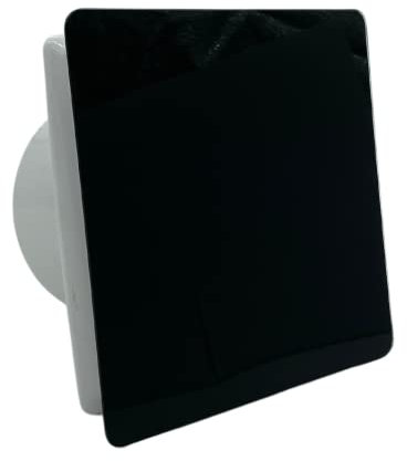 AirTech-UK Bathroom Extractor Fan 150mm/6 Matte Black Glass Front Panel with Humidity Sensor