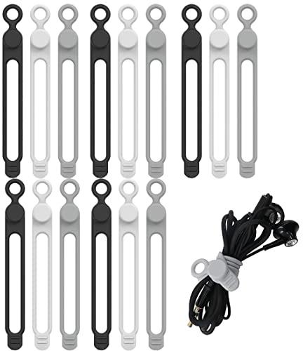 SURALIN Paquete de 15 Bridas Para Cables de Silicona Reutilizables y Ajustables de Goma