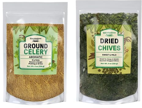 Unpretentious Dried Chives and Ground Celery Seeds Bundle, 8 oz Each, Flavorful Spices, Brines & Salads