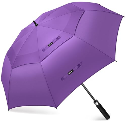 KEYHOT Ombrello Grande da Pioggia XXL, Ombrelli Golf Grande Automatici Stormproof Doppio Baldacchino Stabile per 4 Persone Uomini Donne (Viola)