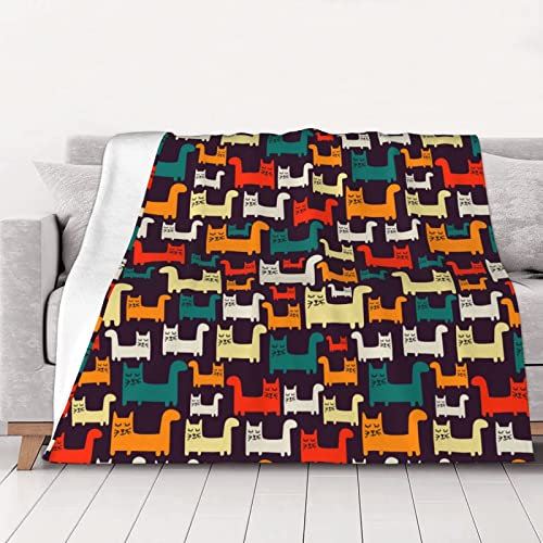HAHAFU Personalisierte Decke mit Katzen-Motiv, weicher Flanell, warm, groß, Überwurf für Bett, Sofa, 200 x 150 cm