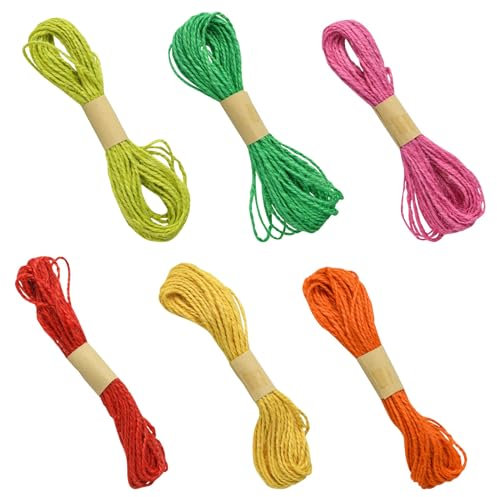 UR URLIFEHALL 24 Paquets 6 Couleurs 5mm Ficelle de Jute Multicolore pour Jardin, Bricolage, Fleuriste, Emballage Cadeau, 10m/paquet