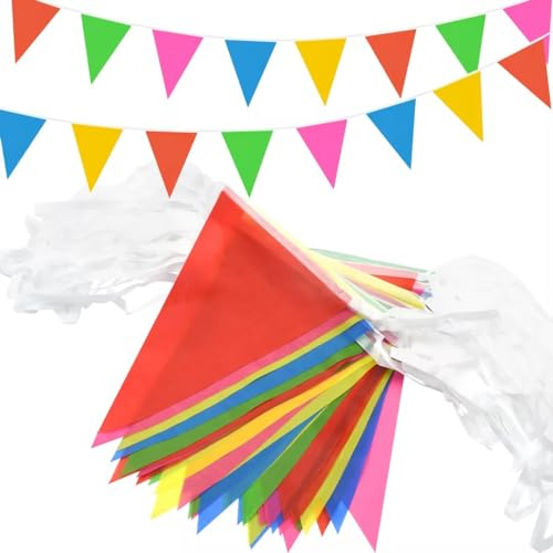 984ft/300M Bunting Banner, 450pcs Reusable Nylon Fabric Pennant Bunting Triangle Flags for Home Outdoor Garden Birthday Wedding Baby Shower Indoor Activity Party Festivals Decoration