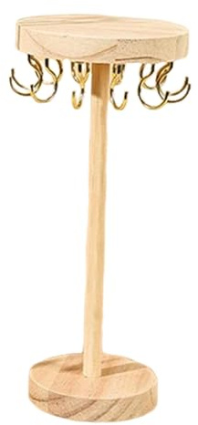 JISADER Supporto per Gioielli in Legno Organizzatore di Gioielli Torre Porta Gioielli Decorativo Espositore per Gioielli per Pendenti Anelli Bracciale, 12 Ganci