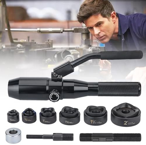 Kit de Sacabocados Hidráulicos, Perforadora de Láminas de Metal Excavadora de Agujeros Hidráulica, Punzonadora de Chapa Metálica con 6 Troqueles, para Aluminio, Latón