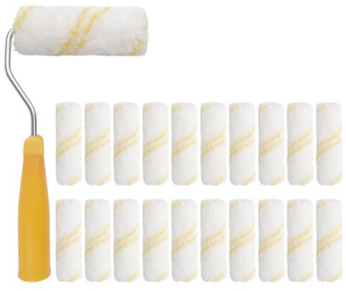 MeoZynxadril 20 Piezas Rodillo Pintura, Rodillo Pintura Pared, Mini Cepillo de Rodillos, Rodillo Pintura Pequeño, Con Mango, para Habitaciones del Hogar, Paredes, Decoración Arquitectónica