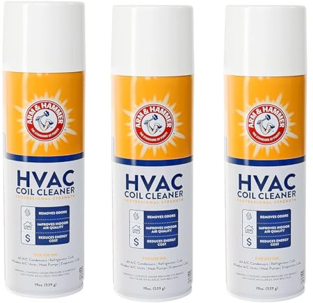 Arm & Hammer Biodegradable HVAC and Air Conditioner Coil Cleaner Foam Aerosol Spray, No Rinse, 19 fl. oz, AHCC-19 by Diversitech (3 Pack)