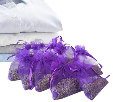 10 Sachets De Lavande Séchée, Sac De Lavande Séchée Désodorisante, Sachet Parfumé Armoire pour Armoires Et Tiroirs, Chambres