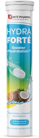 Forté Pharma - Hydra Forté Coco Passion - Electrolyte hydratation - Vitamine C Magnesium, Vitamine D, Minéraux - Sport, Chaleur, Voyage - 24 comprimés effervescents (1-2/Jour, 24 Jours)