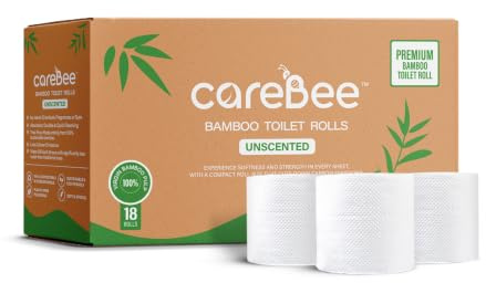 Bamboo Toilet Rolls | Unscented | 3-Ply | 100% Bamboo | Plastic-Free Packaging | 200 Sheets Per Roll | Biodegradable, Compostable & Eco-Friendly | Vegan (18 Pack)